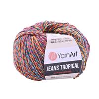 Obrázok ku produktu Pletacia priadza YarnArt JEANS TROPICAL 612 oranžová modrá žltá