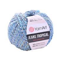 Obrázok ku produktu Pletacia priadza YarnArt JEANS TROPICAL 614 modrá žltá fialová
