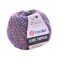 Obrázok ku produktu Pletacia priadza YarnArt JEANS TROPICAL 620 čierna fialová sivá