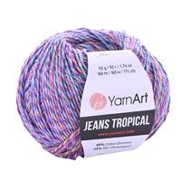 Obrázok ku produktu Pletacia priadza YarnArt JEANS TROPICAL 622 fialová oranžová biela