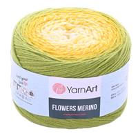 Obrázok ku produktu Pletacia vlna YarnArt FLOWERS MERINO 549 biela zelená žltá