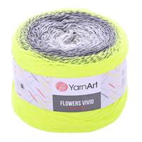 Obrázok ku produktu Pletacia bavlnená priadza YarnArt FLOWERS Vivid 502 smotanová sivá žltá neonová
