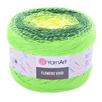 Obrázok ku produktu Pletacia bavlnená priadza YarnArt FLOWERS Vivid 508 žltá zelená neonová