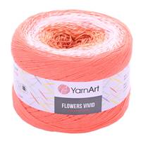 Obrázok ku produktu Pletacia bavlnená priadza YarnArt FLOWERS Vivid 512 hnedá biela oranžová neonová