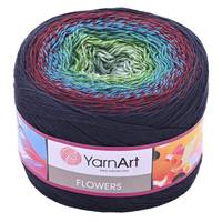 Obrázok ku produktu Pletacia bavlnená priadza YarnArt FLOWERS 266 zelená bordová modrá