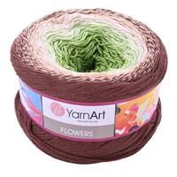 Obrázok ku produktu Pletacia bavlnená priadza YarnArt FLOWERS 272 zelená béžová hnedá
