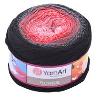Obrázok ku produktu Pletacia bavlnená priadza YarnArt FLOWERS 282 ružová červená sivá čierna