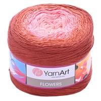 Obrázok ku produktu Pletacia bavlnená priadza YarnArt FLOWERS 288 ružová oranžová hnedá