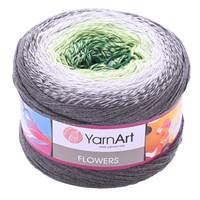 Obrázok ku produktu Pletacia bavlnená priadza YarnArt FLOWERS 291 zelená sivá