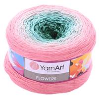 Obrázok ku produktu Pletacia bavlnená priadza YarnArt FLOWERS 292 zelená ružová