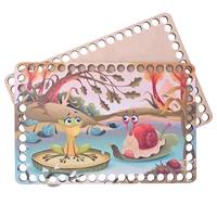 Obrázok ku produktu Drevené dno na košík maľované slimák a žabka