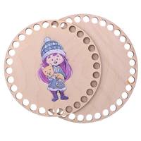 Obrázok ku produktu Drevené dno na košík okrúhle maľované 02