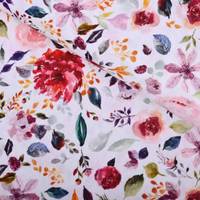 Obrázok ku produktu BAVLNENÁ LÁTKA mušelin kvety biela