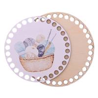 Obrázok ku produktu Drevené dno na košík okrúhle maľované 09