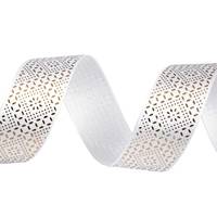 Obrázok ku produktu STUHA atlasová vzory 3D potlač 25mm biela žltá