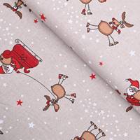 Obrázok ku produktu DEKORAČNÁ LÁTKA vianočná sob béžová červená