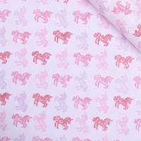 Obrázok ku produktu BAVLNENÁ LÁTKA zvieratká jednorožce ružová biela