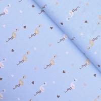 Obrázok ku produktu BAVLNENÁ LÁTKA pelikán modrá béžová biela