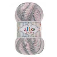 Obrázok ku produktu Pletacia priadza Alize BABY BEST BATIK 6664 siva biela ružová