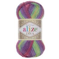 Obrázok ku produktu Pletacia priadza Alize DIVA BATIK 3241 žltá zelená ružová fialová