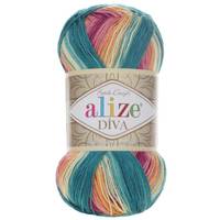 Obrázok ku produktu Pletacia priadza Alize DIVA BATIK 4572 žltá zelená ružová oranžová
