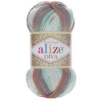 Obrázok ku produktu Pletacia priadza Alize DIVA BATIK 5550 zelená mentolová sivá hnedá