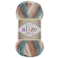 Obrázok ku produktu Pletacia priadza Alize DIVA BATIK 4603 modrá hnedá biela