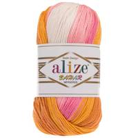 Obrázok ku produktu Pletacia priadza Alize BAHAR BATIK 6789 biela ružová oranžová