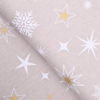 Obrázok ku produktu DEKORAČNÁ LÁTKA hviezdy béžová biela žltá zlatá