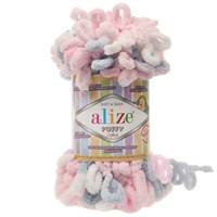Obrázok ku produktu Pletacia priadza Alize PUFFY COLOR 5864 sivá biela ružová