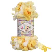 Obrázok ku produktu Pletacia priadza Alize PUFFY COLOR 5921 žltá biela