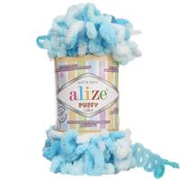 Obrázok ku produktu Pletacia priadza Alize PUFFY COLOR 5924 modrá biela
