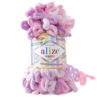 Obrázok ku produktu Pletacia priadza Alize PUFFY COLOR 6051 fialová ružová biela