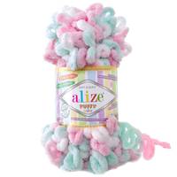 Obrázok ku produktu Pletacia priadza Alize PUFFY COLOR 6052 zelená ružová biela