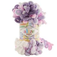 Obrázok ku produktu Pletacia priadza Alize PUFFY COLOR 6305 ružová fialová biela