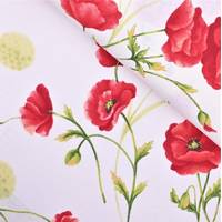 Obrázok ku produktu DEKORAČNÁ LÁTKA kvety béžová červená