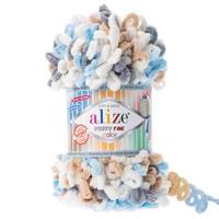 Obrázok ku produktu Pletacia priadza Alize PUFFY FINE COLOR 5946 modrá sivá biela béžová