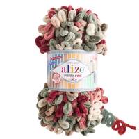 Obrázok ku produktu Pletacia priadza Alize PUFFY FINE COLOR 6039 béžová bordová zelená