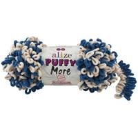 Obrázok ku produktu Pletacia priadza Alize PUFFY MORE 6263 biela modrá