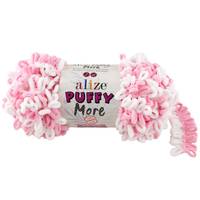 Obrázok ku produktu Pletacia priadza Alize PUFFY MORE 6267 ružová biela