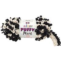 Obrázok ku produktu Pletacia priadza Alize PUFFY MORE 6270 smotanová čierna