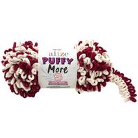 Obrázok ku produktu Pletacia priadza Alize PUFFY MORE 6271 bordová smotanová