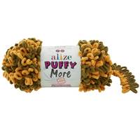 Obrázok ku produktu Pletacia priadza Alize PUFFY MORE 6277 zelená žltá okrová