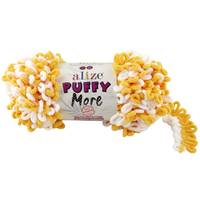 Obrázok ku produktu Pletacia priadza Alize PUFFY MORE 6282 žltá biela