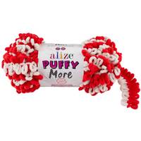 Obrázok ku produktu Pletacia priadza Alize PUFFY MORE 6286 červená biela