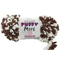 Obrázok ku produktu Pletacia priadza Alize PUFFY MORE 6288 biela smotanová hnedá