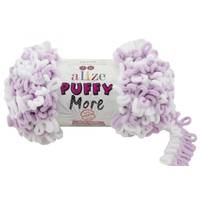 Obrázok ku produktu Pletacia priadza Alize PUFFY MORE 6291 biela fialová svetlá