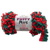 Obrázok ku produktu Pletacia priadza Alize PUFFY MORE 6292 červená zelená