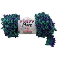 Obrázok ku produktu Pletacia priadza Alize PUFFY MORE 6293 zelená modrá
