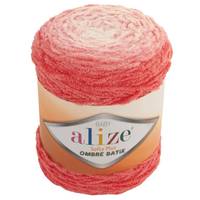 Obrázok ku produktu Pletacia priadza Alize SOFTY PLUS OMBRE BATIK 7284 červená oranžová biela